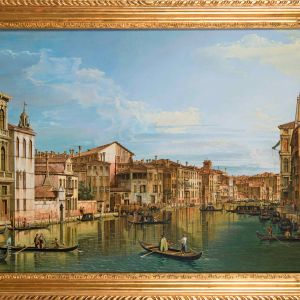 Canaletto - Canal Grande Dal Palazzo Flangini Al San Marcuola (Cm.61 X 93 - Olio Su Tela)