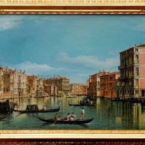 Canaletto - Il Canal Grande Da Palazzo Bembo A Palazzo Vendramin Calergi (Cm. 48X82 - Olio Su Tela)