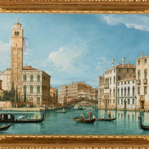 Canaletto - San Geremia E L' Ingresso A Cannaregio (Cm. 48 X 80 - Olio Su Tela)